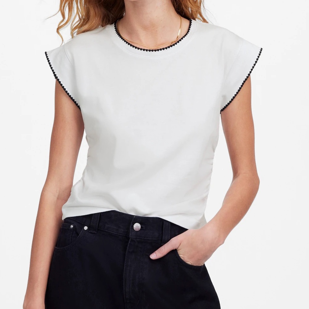 Madewell White Short Sleeve Tee with Black Trim